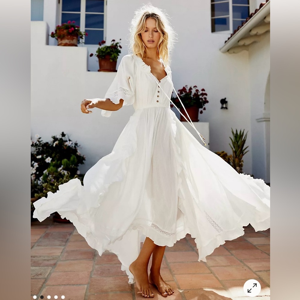 Free People Ivory Beach Bliss Maxi Dress, size XS